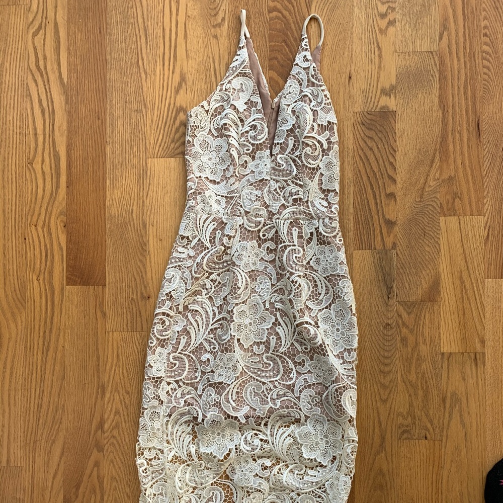 Dress the population lace overlay dress